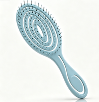 Brosse à cheveux bleu clair élastique ajourée à picots massants souples, séchage rapide, anti-emmêlement et démêlante