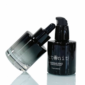 Custom Cosmetic Serum Bottle 30 ml 1oz Gradient Gradual Ombre Black Flat Shoulder Glass Dropper Bottle for Essential Oils - Product Image 5