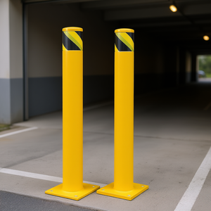 Poteau de signalisation en acier thermolaqué jaune de 48 pouces, barrière de voie d'accès, protection de sécurité routière pour garage de stationnement - Product Image 2