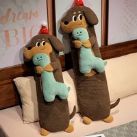 Bantal Tubuh Panjang Bertema Anjing Lucu dari Katun PP Bersulam untuk Penghilang Stres bagi Tidur Menyamping (Gaya Membungkukkan Kaki) Wanita Hamil.
