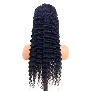 Top Quality Peruvian Cuticle Aligned Virgin Wigs 150% Density Wholesale Deep Wave 13x4 Lace Front Human Hair Women Wigs