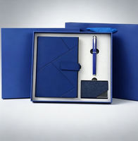 Ensemble cadeau créatif pour entreprise, comprenant un porte-cartes de visite en métal, un carnet et un bloc-notes, avec porte-cartes de visite