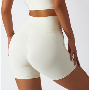 Pantalones cortos de nailon con 2 bolsillos laterales para mujer, de cintura alta, para entrenamiento, Yoga, ciclista, reciclaje - Product Image 2