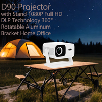 Projecteur D90 populaire avec support polyvalent, 1080P, Android 13, portable et haut-parleurs intégrés - Idéal pour les réunions et le divertissement à domicile