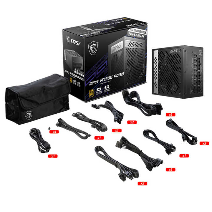 MSI MPG A750G PCIE 5.0 750W Power Supply with 80 GOLD Full Modular