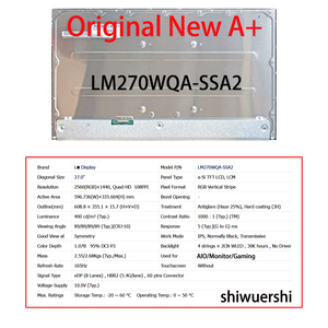 Écran LCD Original Neuf A+ 27 pouces LM270WQA SSA1 SSA2 SSA4 SSB1 SSB2 SSB3 SSC1 SSC2 SSC3 SSD1 SSD2 <span class=keywords><strong>SSL1</strong></span> pour Affichage Tout-en-un (AIO) - Vente en Gros - Product Image 3