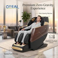 OYEAL Fauteuil de massage 3D de haute qualité à gravité zéro, avec airbags de luxe, rail SL, rouleaux de massage pour le corps entier et les pieds, personnalisable OEM&ODM, avec fonction de minuterie