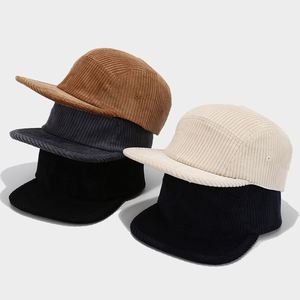 Wholesale Fashion Hip Hop Baseball <b>Cap</b> Custom <b>Blank</b> 5 Panel Corduroy <b>Cap</b> Flat Brim Hats Corduroy Snapback - Product Image 3