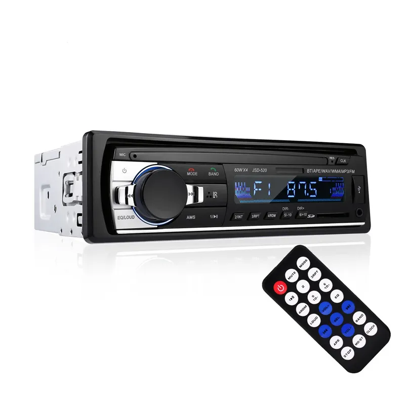 JSD-520 bt 12v in-dash 1 din fm aux receptor, sd usb mp3 mmc wma carro mp3 som estéreo rádio player