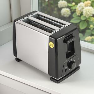 Grille-pain électrique compact et fin en acier inoxydable à 2 fentes pour la maison, la cuisine, le petit-déjeuner et l'utilisation commerciale en restaurant - Product Image 1