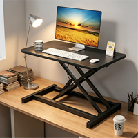 Convertisseur de bureau assis-debout réglable en hauteur en forme de X avec plateau pour clavier et support d'écran pour ordinateur portable