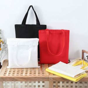 Sac fourre-tout en toile de coton personnalisé en gros, blanc uni, réutilisable, avec logo imprimé personnalisé - Product Image 4