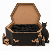 Lit pour chat en carton ondulé en forme de cercueil, griffoir et niche d'intérieur avec coussin en peluche