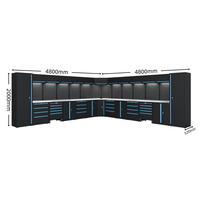 Nouveau système d'armoires de garage/établis combinés en acier bleu et noir, grand format, professionnel, en métal, pour rangement et poste de travail