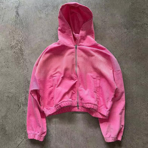 Felpa con Zip Personalizzata da <span class=keywords><strong>Uomo</strong></span> Stile Retrò Streetwear 100% Cotone con Motivo Stampato Invernale Corta Vestibilità Ampia con Decalcomania Ricamata - Product Image 4