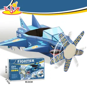 Wholesale Pretend Play Wearable DIY Blue Shark Plane Cardboard Toy For Kids P20A024