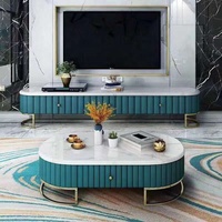 Table basse moderne et simple en marbre blanc avec pieds en acier inoxydable, support TV pour salon, vente chaude