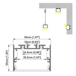 Led Alu Profil 50x35mm Width 5cm Extruded Aluminum 2m 3m Led Aluminum Channel Surface Mounted Led Alu Profile