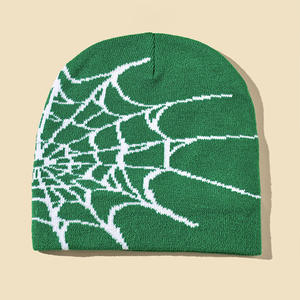 Y2k 스파이더 웹 비니 여성용 남성 니트 스파이더 웹 비니 모자 고딕 스파이더 패턴 울 아크릴 니트 모자 - Product Image 5