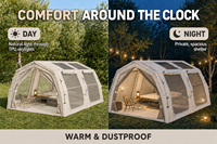 Tente gonflable de luxe Coody 17.2 Familia Pro Air - Beige, grande tente de camping gonflable d'extérieur, tente gonflable durable pour les voyages