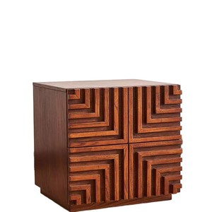 Table de chevet vintage en bois massif, armoire de rangement, mobilier de chambre à coucher, design minimaliste - Product Image 5