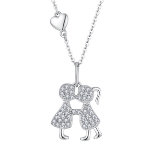 YILUN <span class=keywords><strong>Collana</strong></span> <span class=keywords><strong>con</strong></span> Ciondolo a Due Ragazze in Argento Sterling 925 Placcato Rodio, Gioiello Impermeabile per Amicizia e Sorellanza - Product Image 1