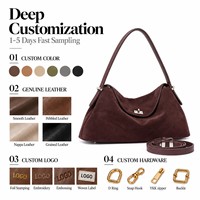 Sac à bandoulière en cuir suédé véritable, sac hobo, sac à main en cuir mat, sac de travail quotidien, logo personnalisé en relief, marque privée, vente en gros