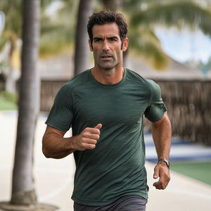 MereSports Premium t-shirt da <span class=keywords><strong>uomo</strong></span> in <span class=keywords><strong>lana</strong></span> Merino da corsa da esterno Casual in tinta unita tessuto a <span class=keywords><strong>maglia</strong></span> tinto in Jersey sciolto - Product Image 6