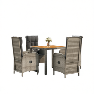 Ensemble de salle à manger de jardin en osier gris foncé 4 places, résistant aux intempéries, mobilier d'extérieur au design contemporain - Product Image 1