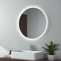 Miroir intelligent LED argenté pour salle de bain avec éclairage réglable, étanche, design moderne