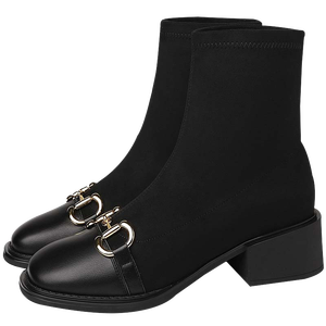 Stivali da <span class=keywords><strong>donna</strong></span> con tacco quadrato in vera pelle di mucca pieno fiore - Product Image 1