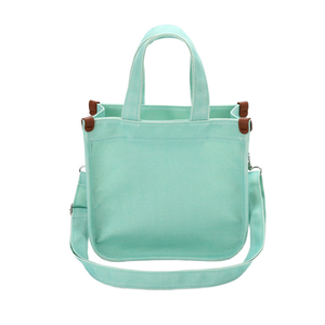 Bolso Tote de Lona Verde Menta 2 en 1 con Cremallera, Bolso de Hombro y Bandolera para Viajes Diarios - Product Image 1