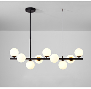 Lustre suspendu en verre nordique moderne, plusieurs têtes, plafonnier gris fumé pour salle à manger - Product Image 2