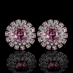 Ensemble de bijoux de haute qualité, écologique, en cuivre plaqué argent, brillant, 14-10mm, marron, collier, boucles d'oreilles, bague - Product Image 6