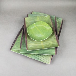 Platos Rectangulares de Melamina 100% con Diseño de Hoja de Plátano, Platos de Plástico con Diseño Nuevo, Vajilla de Estilo Chino para Uso en el Hogar y Hoteles, Venta al Por Mayor - Product Image 2
