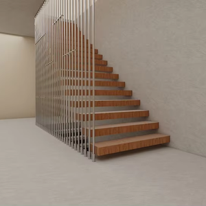 Escaliers en bois en spirale intérieurs solides CBMmart, marches en bois flottantes, marches en bois pour villa - Product Image 1