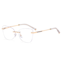 MS 82136 Nuevas Gafas Metálicas para Mujer, Logotipo Personalizado, Montura Óptica Brillante sin Aro, Diseño sin Montura, Serie Juvenil, Monturas de Gafas de Moda