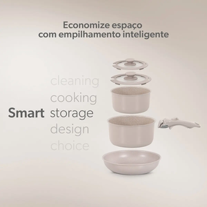 Vente flash - Ensemble de casseroles en céramique antiadhésives 9 pièces avec couvercles en verre et poignées amovibles en silicone - Product Image 3