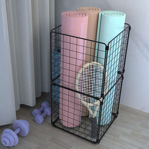 Cesta de almacenamiento de acero inoxidable con asa rectangular, ahorra espacio, para colchoneta de yoga, equipo de gimnasio, rodillo de espuma, organización y ordenación - Product Image 4