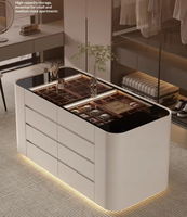 Vitrine de présentation de bijoux et montres autoportante, moderne, multicouche, de luxe, écologique, durable, avec dessus en verre, étanche, type îlot