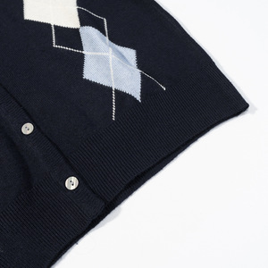 Cardigã de Tricô de Manga Longa com Padrão Geométrico em 2 Cores, Estilo Casual de Outono para Mulheres, Moda Preppy - Product Image 6