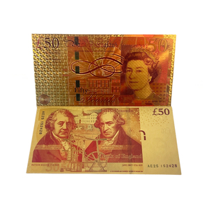 Billete de Banco de Oro de Libras Esterlinas del Reino Unido, Réplica Personalizada de la Reina Isabel, 2024 - Product Image 5