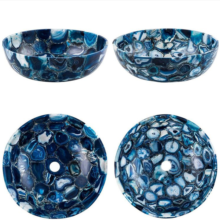 Высококачественная мраморная раковина для ванной комнаты с агатом и полудрагоценными камнями, раковина для мытья рук