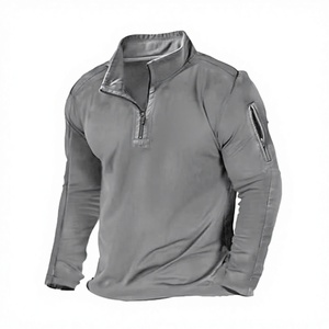 Men's <b>Quarter</b> <b>Zip</b> Pullover Solid Color Stand Collar Long Sleeve Quick Dry Knitted Sweatshirt Autumn Regular Fit - Product Image 3
