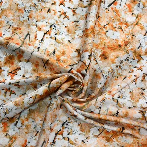 Özel dijital tropikal baskı yumuşak Spandex Charmeuse Polyester Amani saten çiçek kumaş elbise için