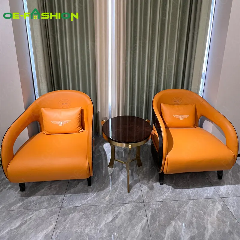 OE-FASHION European Nordic hotel room relaxing leisure one seat sofa luxury exclusive single color modern leather hotel sofa