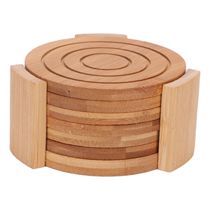 Wholesale Natural Custom Printed Round Bamboo <b>Coasters</b> and Holder for Drinks Beverages <b>Beer</b> Coffee - Product Image 3