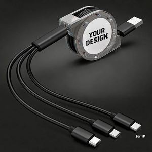Cable de Carga 3 en 1 con Logotipo Personalizado, Cable Multidispositivo Retráctil con Caja de Cristal, Venta al Por Mayor - Product Image 1