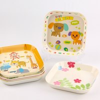 Assiettes carrées en mélamine personnalisables à imprimé animalier de dessin animé pour enfants, pour la maison, l'usage quotidien, les repas des enfants, les réunions de famille