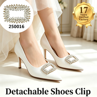 Clips de chaussures détachables en strass à cadre carré, décorations pour talons hauts de mariage